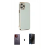 MARSİLYAN™- iPhone 12 Pro Max Kılıf Yankı Serisi - Siyah 3D Antistatik Hayalet Cam Ekran Koruyucu + Neon Fosforlu Kamera Lens - TU