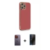 MARSİLYAN™- iPhone 12 Pro Max Kılıf Yankı Serisi - Siyah 3D Antistatik Hayalet Cam Ekran Koruyucu + Neon Fosforlu Kamera Lens - TU