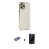 MARSİLYAN™- iPhone 12 Pro Max Kılıf Yankı Serisi - Siyah 3D Antistatik Hayalet Cam Ekran Koruyucu + Renkli Kamera Lens Koruma Cam - YL