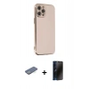 MARSİLYAN™- iPhone 12 Pro Max Kılıf Yankı Serisi - Siyah 3D Antistatik Hayalet Cam Ekran Koruyucu + Renkli Kamera Lens Koruma Cam - YL