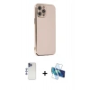 MARSİLYAN™- iPhone 12 Pro Max Kılıf Yankı Serisi - Siyah 3D Antistatik Seramik Nano Ekran Koruyucu + Shine Kamera Lens - LT
