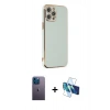 MARSİLYAN™- iPhone 12 Pro Max Kılıf Yankı Serisi - Siyah 3D Antistatik Seramik Nano Ekran Koruyucu + Neon Fosforlu Kamera Lens - MI