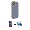 MARSİLYAN™- iPhone 12 Pro Max Kılıf Yankı Serisi - Siyah 3D Antistatik Seramik Nano Ekran Koruyucu + Neon Fosforlu Kamera Lens - MI