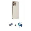 MARSİLYAN™- iPhone 12 Pro Max Kılıf Yankı Serisi - Siyah 3D Antistatik Seramik Nano Ekran Koruyucu + Renkli Kamera Lens Koruma Cam - SI