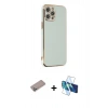 MARSİLYAN™- iPhone 12 Pro Max Kılıf Yankı Serisi - Siyah 3D Antistatik Seramik Nano Ekran Koruyucu + Shine Kamera Lens Koruma Cam - SABE
