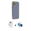 MARSİLYAN™- iPhone 12 Pro Max Kılıf Yankı Serisi - Siyah 3D Antistatik Seramik Nano Ekran Koruyucu + Shine Kamera Lens - LT
