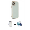 MARSİLYAN™- iPhone 12 Pro Max Kılıf Yankı Serisi - Siyah 3D Antistatik Seramik Nano Ekran Koruyucu + Shine Kamera Lens - LT