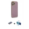 MARSİLYAN™- iPhone 12 Pro Max Kılıf Yankı Serisi - Siyah 3D Antistatik Seramik Nano Ekran Koruyucu + Renkli Kamera Lens Koruma Cam - TU