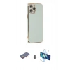 MARSİLYAN™- iPhone 12 Pro Max Kılıf Yankı Serisi - Siyah 3D Antistatik Seramik Nano Ekran Koruyucu + Renkli Kamera Lens Koruma Cam - TU