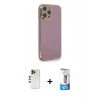 MARSİLYAN™- iPhone 12 Pro Max Kılıf Yankı Serisi - Siyah 5D Eko Cam Ekran Koruyucu + Shine Kamera Lens - GD