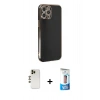 MARSİLYAN™- iPhone 12 Pro Max Kılıf Yankı Serisi - Siyah 5D Eko Cam Ekran Koruyucu + Shine Kamera Lens - GD