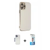 MARSİLYAN™- iPhone 12 Pro Max Kılıf Yankı Serisi - Siyah 5D Eko Cam Ekran Koruyucu + Lacivert Shine Kamera Lens