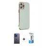 MARSİLYAN™- iPhone 12 Pro Max Kılıf Yankı Serisi - Siyah 5D Eko Cam Ekran Koruyucu + Neon Fosforlu Kamera Lens - MI