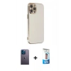 MARSİLYAN™- iPhone 12 Pro Max Kılıf Yankı Serisi - Siyah 5D Eko Cam Ekran Koruyucu + Neon Fosforlu Kamera Lens - MI