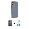 MARSİLYAN™- iPhone 12 Pro Max Kılıf Yankı Serisi - Siyah 5D Eko Cam Ekran Koruyucu + Neon Fosforlu Kamera Lens - MI