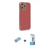 MARSİLYAN™- iPhone 12 Pro Max Kılıf Yankı Serisi - Siyah 5D Eko Cam Ekran Koruyucu + Mavi Shine Kamera Lens Koruma Cam
