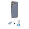 MARSİLYAN™- iPhone 12 Pro Max Kılıf Yankı Serisi - Siyah 5D Eko Cam Ekran Koruyucu + Mavi Shine Kamera Lens Koruma Cam
