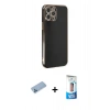 MARSİLYAN™- iPhone 12 Pro Max Kılıf Yankı Serisi - Siyah 5D Eko Cam Ekran Koruyucu + Mavi Shine Kamera Lens Koruma Cam