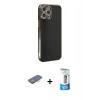 MARSİLYAN™- iPhone 12 Pro Max Kılıf Yankı Serisi - Siyah 5D Eko Cam Ekran Koruyucu + Renkli Kamera Lens Koruma Cam - TU