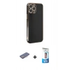 MARSİLYAN™- iPhone 12 Pro Max Kılıf Yankı Serisi - Siyah 5D Eko Cam Ekran Koruyucu + Renkli Kamera Lens Koruma Cam - PE