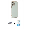 MARSİLYAN™- iPhone 12 Pro Max Kılıf Yankı Serisi - Siyah 5D Eko Cam Ekran Koruyucu + Renkli Kamera Lens Koruma Cam - TU
