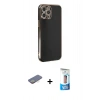 MARSİLYAN™- iPhone 12 Pro Max Kılıf Yankı Serisi - Siyah 5D Eko Cam Ekran Koruyucu + Renkli Kamera Lens Koruma Cam - SI