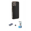 MARSİLYAN™- iPhone 12 Pro Max Kılıf Yankı Serisi - Siyah 5D Eko Cam Ekran Koruyucu + Renkli Kamera Lens Koruma Cam - YL