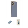 MARSİLYAN™- iPhone 12 Pro Max Kılıf Yankı Serisi - Siyah 6D Mat Seramik Hayalet Nano Ekran Koruyucu + Shine Kamera Lens Koruma Cam - GI