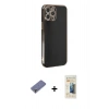 MARSİLYAN™- iPhone 12 Pro Max Kılıf Yankı Serisi - Siyah 6D Mat Seramik Hayalet Nano Ekran Koruyucu + Metal Kamera Lens Koruma Cam - GD