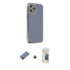 MARSİLYAN™- iPhone 12 Pro Max Kılıf Yankı Serisi - Siyah 6D Mat Seramik Hayalet Nano Ekran Koruyucu + Kırmızı Metal Kamera Lens Koruma Cam