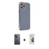 MARSİLYAN™- iPhone 12 Pro Max Kılıf Yankı Serisi - Siyah 6D Mat Seramik Hayalet Nano Ekran Koruyucu + Neon Fosforlu Kamera Lens - YL