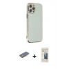 MARSİLYAN™- iPhone 12 Pro Max Kılıf Yankı Serisi - Siyah 6D Mat Seramik Hayalet Nano Ekran Koruyucu + Renkli Kamera Lens Koruma Cam - MI
