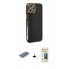 MARSİLYAN™- iPhone 12 Pro Max Kılıf Yankı Serisi - Siyah 6D Mat Seramik Hayalet Nano Ekran Koruyucu + Renkli Kamera Lens Koruma Cam - YL
