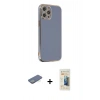 MARSİLYAN™- iPhone 12 Pro Max Kılıf Yankı Serisi - Siyah 6D Mat Seramik Hayalet Nano Ekran Koruyucu + Renkli Kamera Lens Koruma Cam - YL