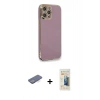 MARSİLYAN™- iPhone 12 Pro Max Kılıf Yankı Serisi - Siyah 6D Mat Seramik Hayalet Nano Ekran Koruyucu + Renkli Kamera Lens Koruma Cam - MI