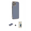 MARSİLYAN™- iPhone 12 Pro Max Kılıf Yankı Serisi - Siyah 6D Mat Seramik Hayalet Nano Ekran Koruyucu + Renkli Kamera Lens Koruma Cam - MI