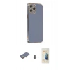 MARSİLYAN™- iPhone 12 Pro Max Kılıf Yankı Serisi - Siyah 6D Mat Seramik Hayalet Nano Ekran Koruyucu + Renkli Kamera Lens Koruma Cam - SI