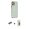 MARSİLYAN™- iPhone 12 Pro Max Kılıf Yankı Serisi - Siyah 6D Mat Seramik Hayalet Nano Ekran Koruyucu + Renkli Kamera Lens Koruma Cam - SI