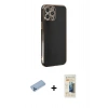MARSİLYAN™- iPhone 12 Pro Max Kılıf Yankı Serisi - Siyah 6D Mat Seramik Hayalet Nano Ekran Koruyucu + Shine Kamera Lens Koruma Cam - MI