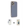 MARSİLYAN™- iPhone 12 Pro Max Kılıf Yankı Serisi - Siyah 6D Mat Seramik Hayalet Nano Ekran Koruyucu + Shine Kamera Lens - LT
