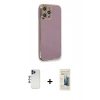 MARSİLYAN™- iPhone 12 Pro Max Kılıf Yankı Serisi - Siyah 6D Mat Seramik Hayalet Nano Ekran Koruyucu + Shine Kamera Lens - LT