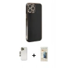 MARSİLYAN™- iPhone 12 Pro Max Kılıf Yankı Serisi - Siyah 6D Mat Seramik Hayalet Nano Ekran Koruyucu + Shine Kamera Lens - GD