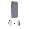 MARSİLYAN™- iPhone 12 Pro Max Kılıf Yankı Serisi - Siyah 6D Mat Seramik Hayalet Nano Ekran Koruyucu + Shine Kamera Lens - GD