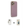 MARSİLYAN™- iPhone 12 Pro Max Kılıf Yankı Serisi - Siyah 6D Mat Seramik Hayalet Nano Ekran Koruyucu + Shine Kamera Lens - GD