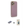 MARSİLYAN™- iPhone 12 Pro Max Kılıf Yankı Serisi - Siyah 6D Mat Seramik Hayalet Nano Ekran Koruyucu + Turuncu Renkli Kamera Lens Koruma Cam