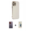 MARSİLYAN™- iPhone 12 Pro Max Kılıf Yankı Serisi - Siyah 6D Mat Seramik Hayalet Nano Ekran Koruyucu + Neon Fosforlu Kamera Lens - TU