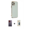 MARSİLYAN™- iPhone 12 Pro Max Kılıf Yankı Serisi - Siyah 6D Mat Seramik Hayalet Nano Ekran Koruyucu + Neon Fosforlu Kamera Lens - TU