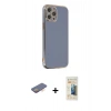 MARSİLYAN™- iPhone 12 Pro Max Kılıf Yankı Serisi - Siyah 6D Mat Seramik Hayalet Nano Ekran Koruyucu + Turuncu Renkli Kamera Lens Koruma Cam