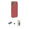 MARSİLYAN™- iPhone 12 Pro Max Kılıf Yankı Serisi - Siyah 6D Mat Seramik Hayalet Nano Ekran Koruyucu + Turuncu Renkli Kamera Lens Koruma Cam
