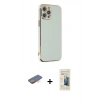 MARSİLYAN™- iPhone 12 Pro Max Kılıf Yankı Serisi - Siyah 6D Mat Seramik Hayalet Nano Ekran Koruyucu + Turuncu Renkli Kamera Lens Koruma Cam